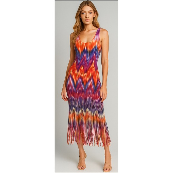 Dresses & Skirts - Tie Dye Maxi Long Dress‎ Racerback Sleeveless Orange Purple Blue Boho Hippie